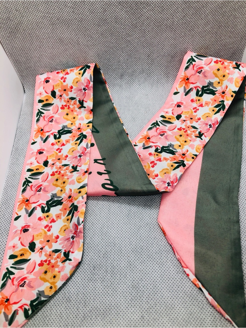 Floral Pink Double-Sided Satin Scarf Wrap